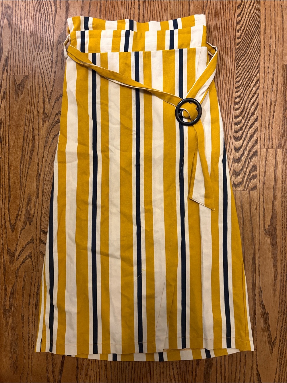 Cotton On Yellow and Navy Striped Midi Wrap Skirt